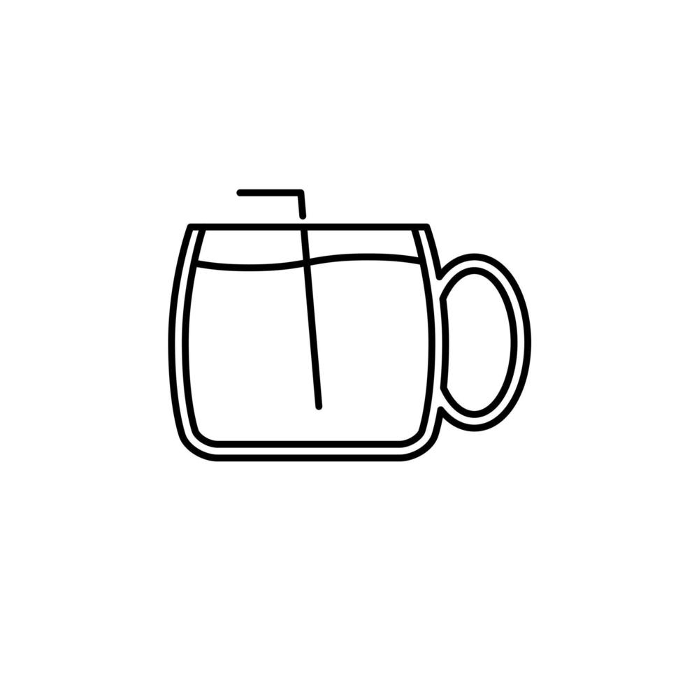 tea or coffee mug cup glass icon with straw on white background. simple, line, silhouette and clean style. black and white. suitable for symbol, sign, icon or logo vector
