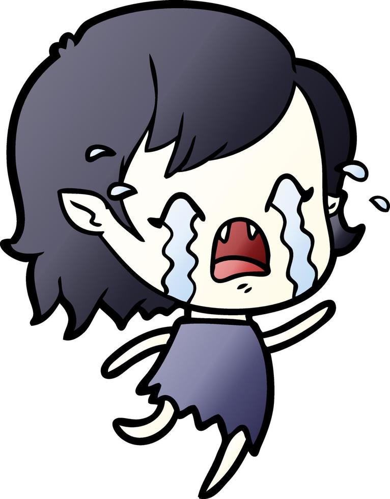 cartoon crying vampire girl vector