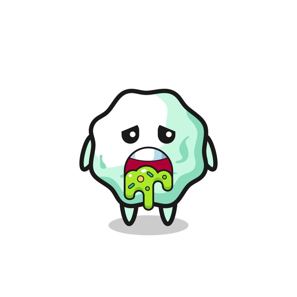 the cute chewing gum character with puke vector