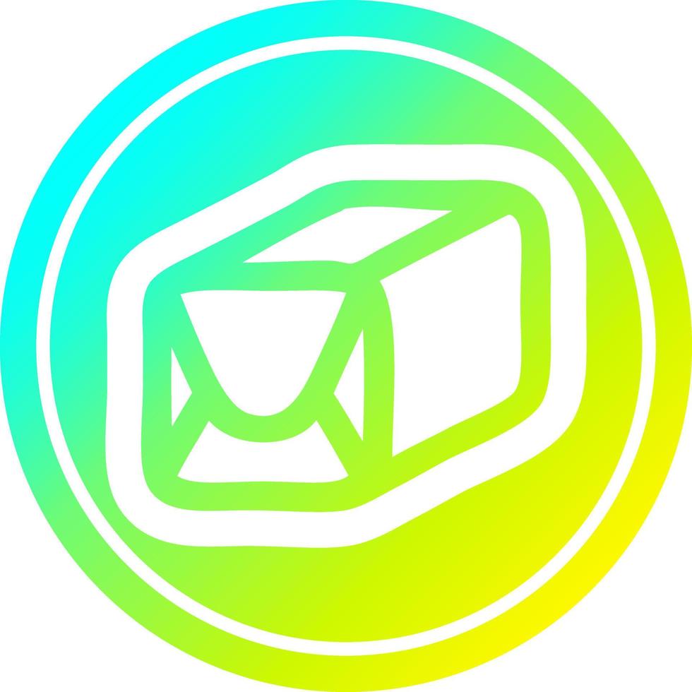 wrapped parcel circular in cold gradient spectrum vector