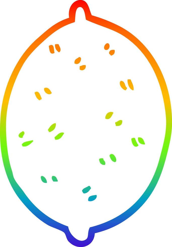 rainbow gradient line drawing cartoon lemon fruit vector
