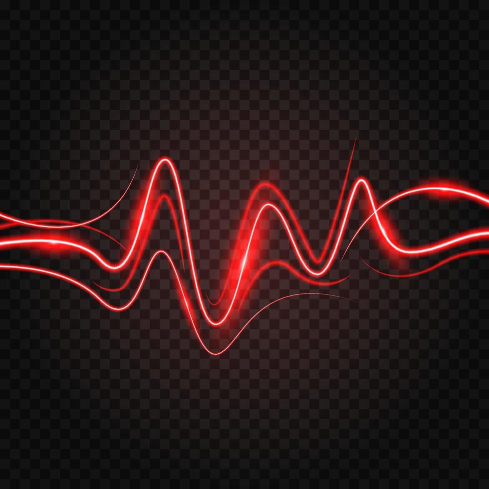 Abstract wave Red Laser beam light effect illuminated vector