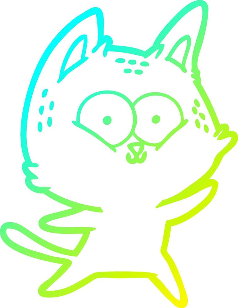 gato de dibujos animados de dibujo de línea de gradiente frío vector