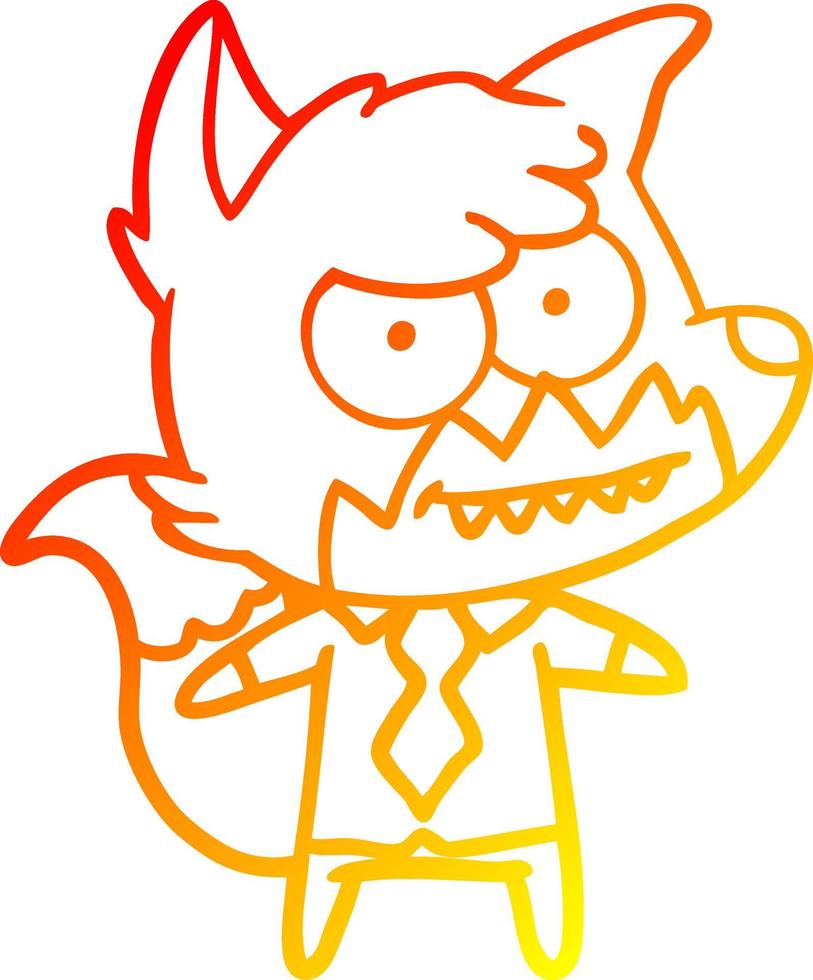 warm gradient line drawing cartoon grinning fox vector