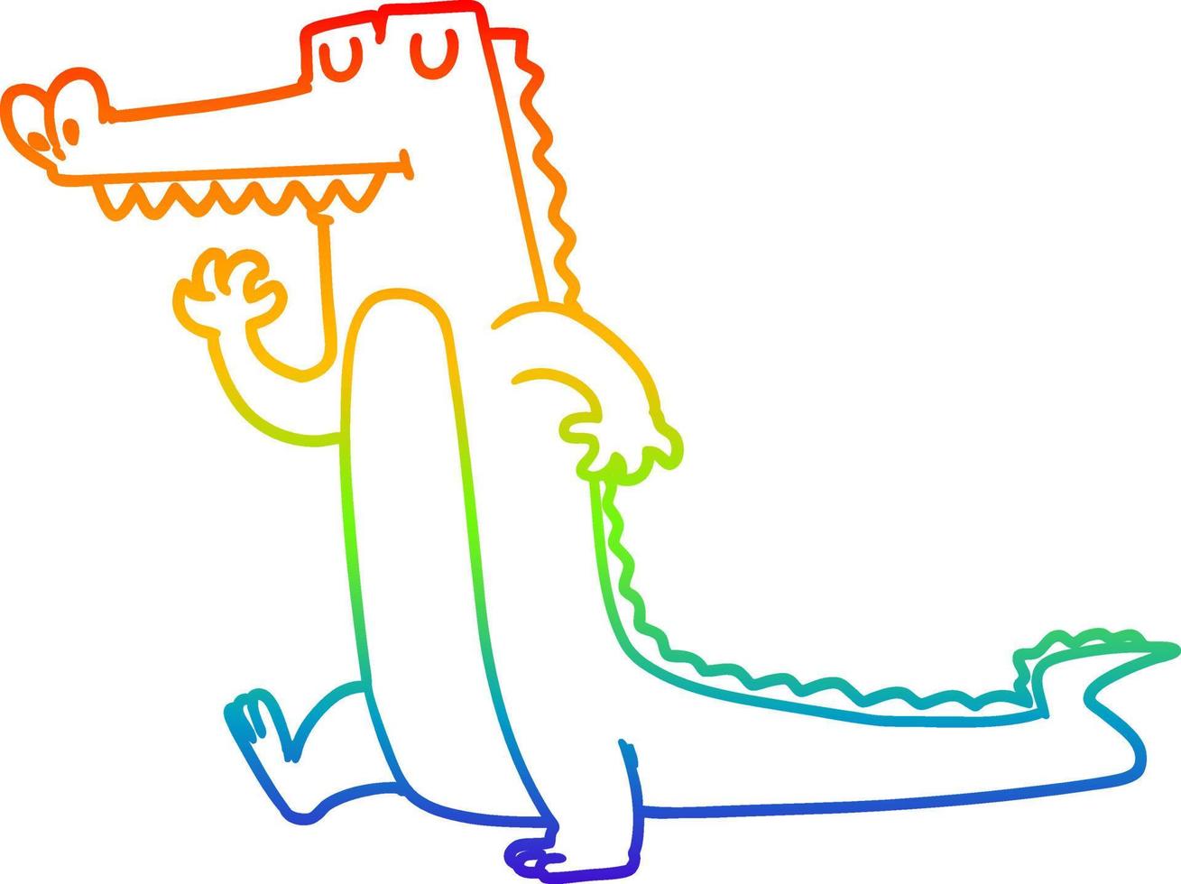 rainbow gradient line drawing cartoon crocodile vector