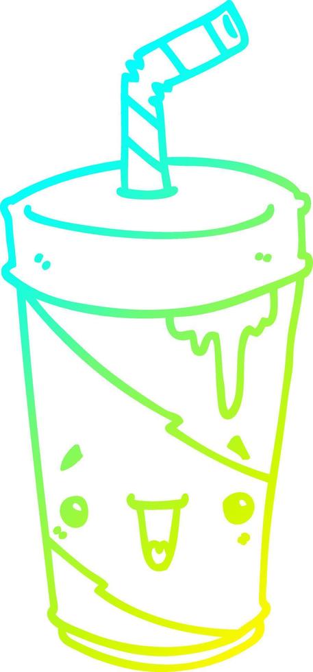 cold gradient line drawing cartoon soda cup vector