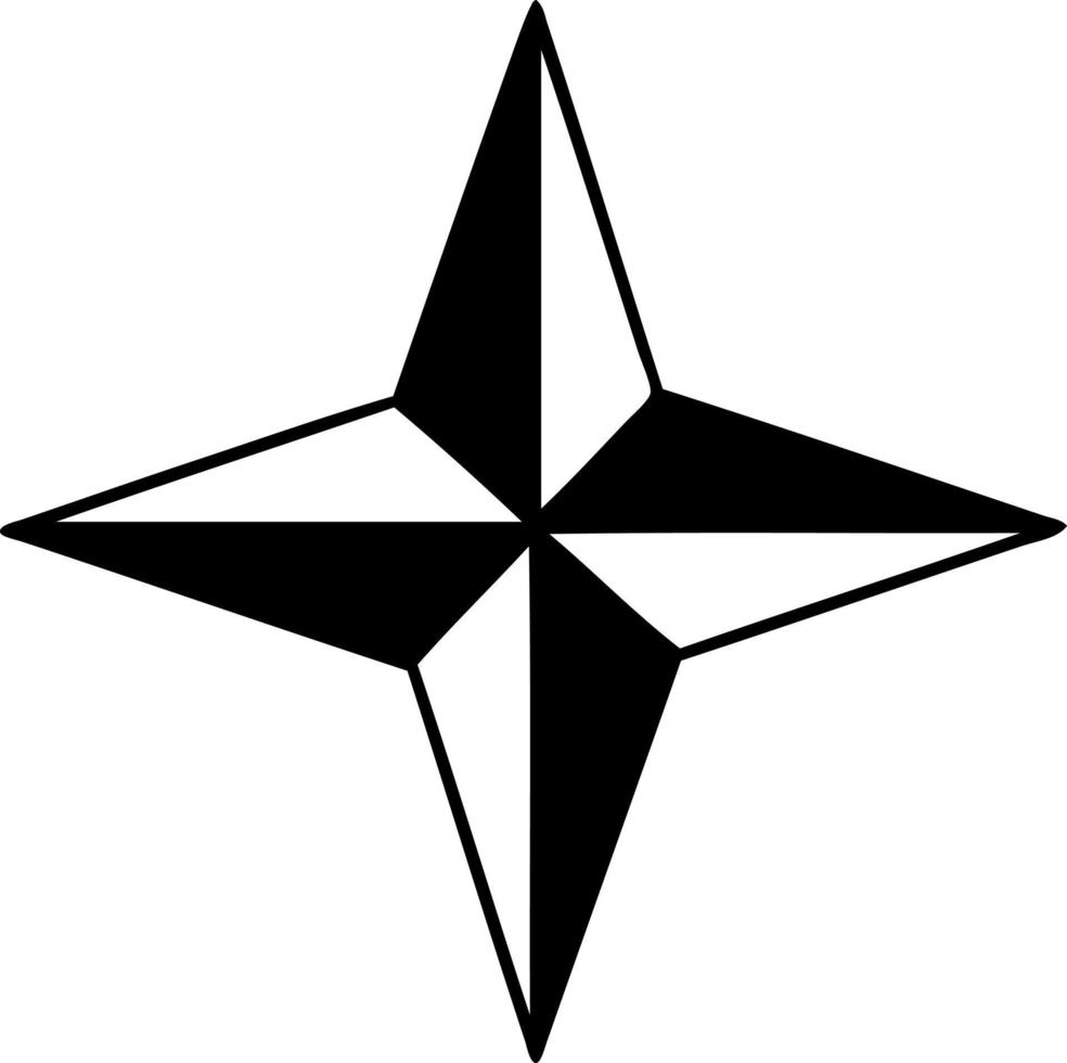 tatuaje en estilo de línea negra de un símbolo de estrella vector