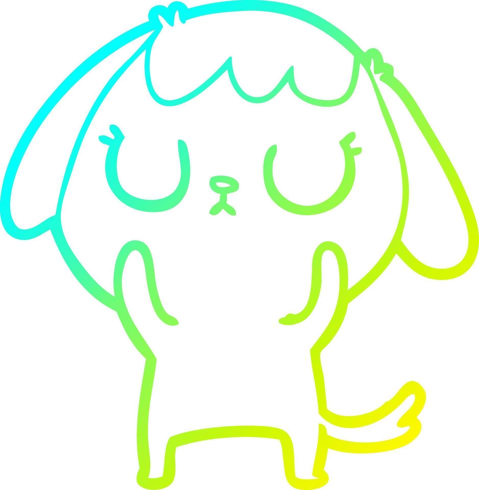 cold gradient line drawing cute cartoon dog vector