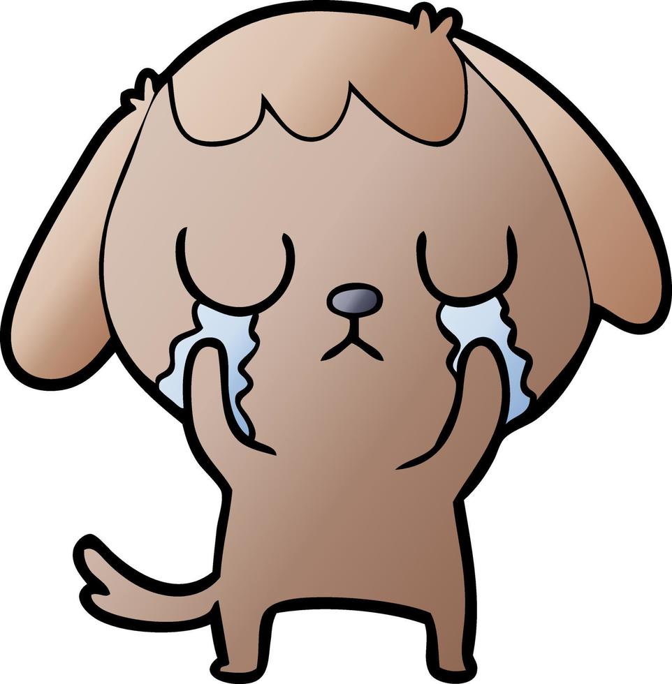 cute cartoon dog crying vector