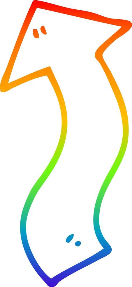 rainbow gradient line drawing cartoon directing arrow vector