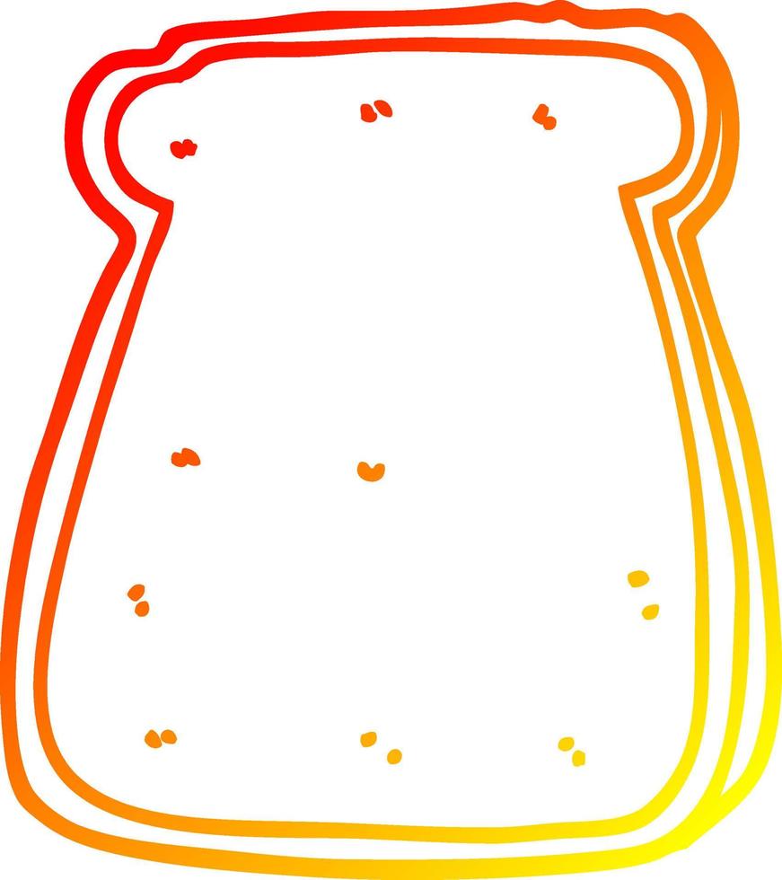 warm gradient line drawing cartoon slice of bread vector