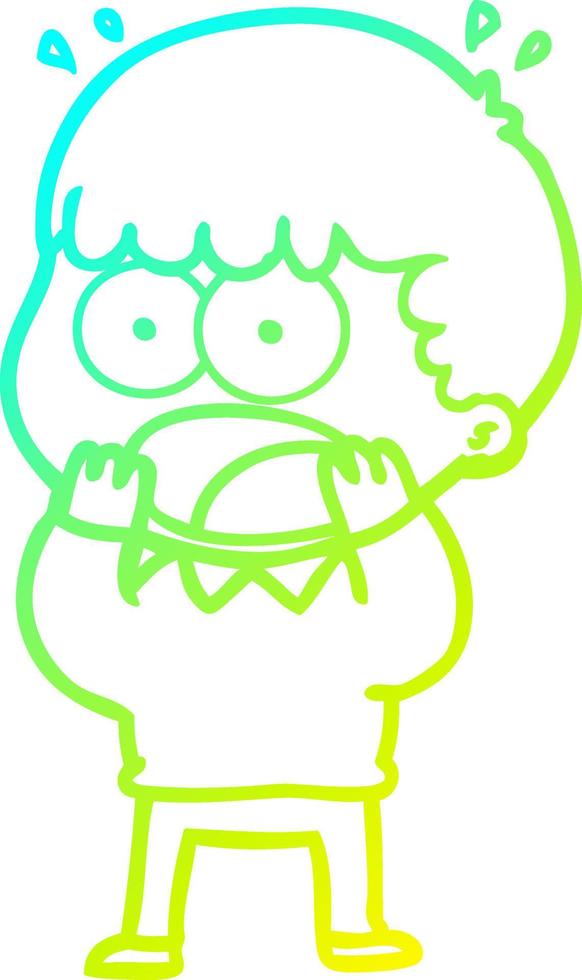 cold gradient line drawing cartoon shocked man vector