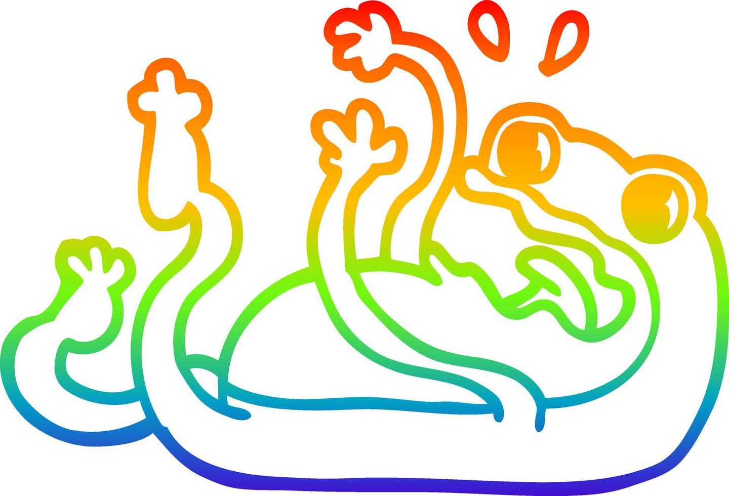 rainbow gradient line drawing cartoon frog vector