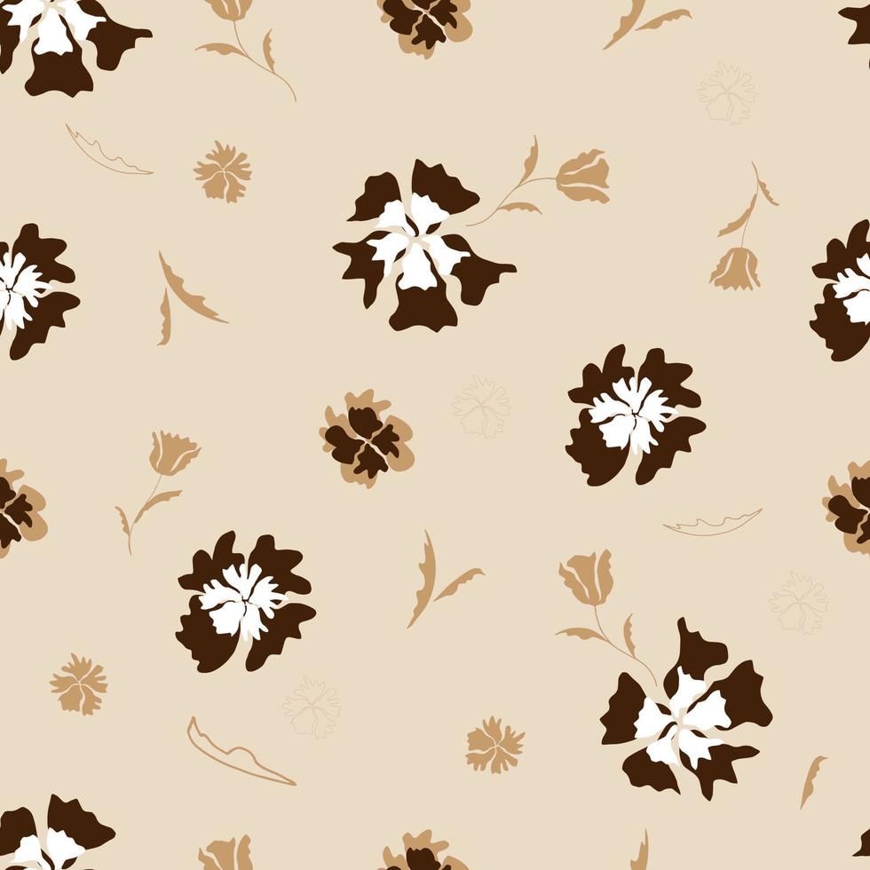 Seamless floral pattern. Brown and white flowers. vector