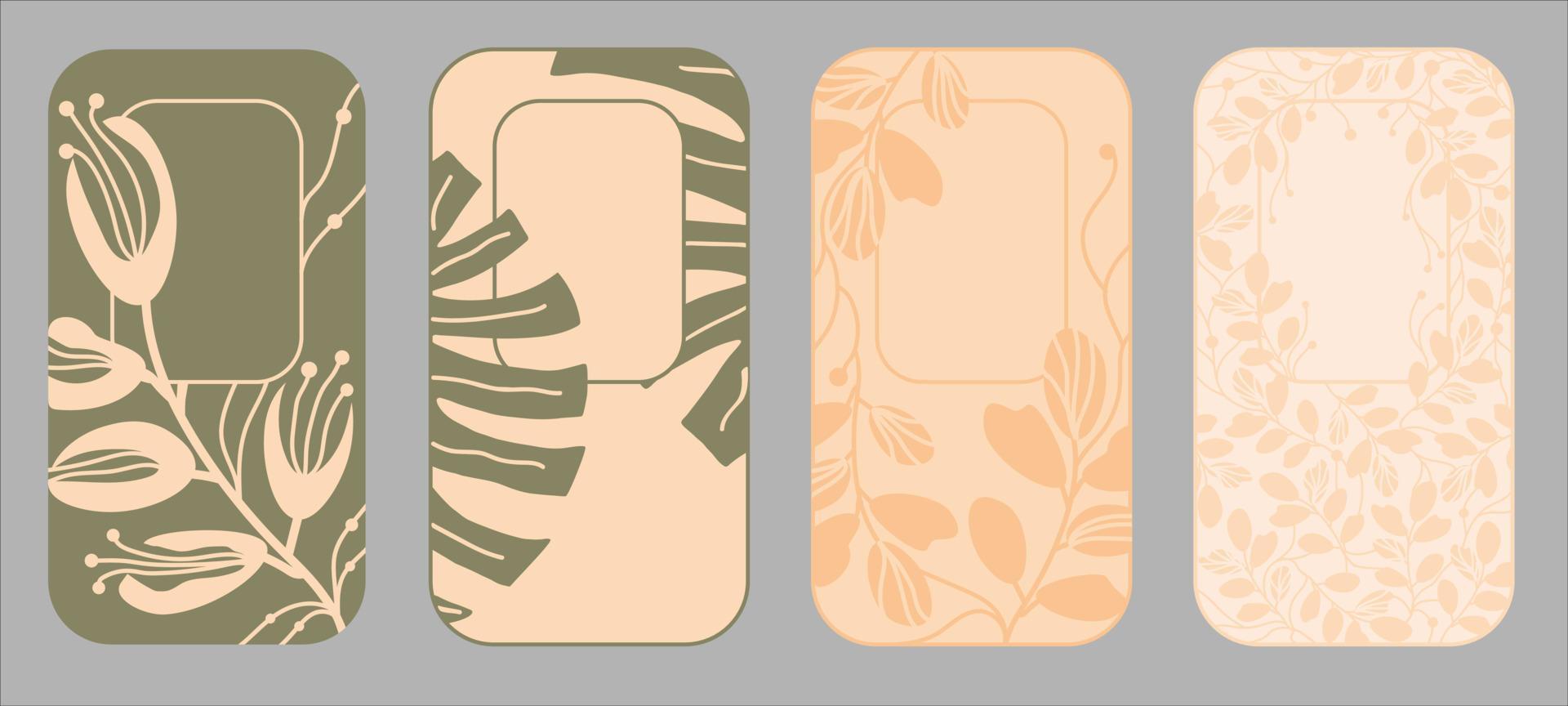 conjunto de pancartas con plantas abstractas y hojas tropicales. vector