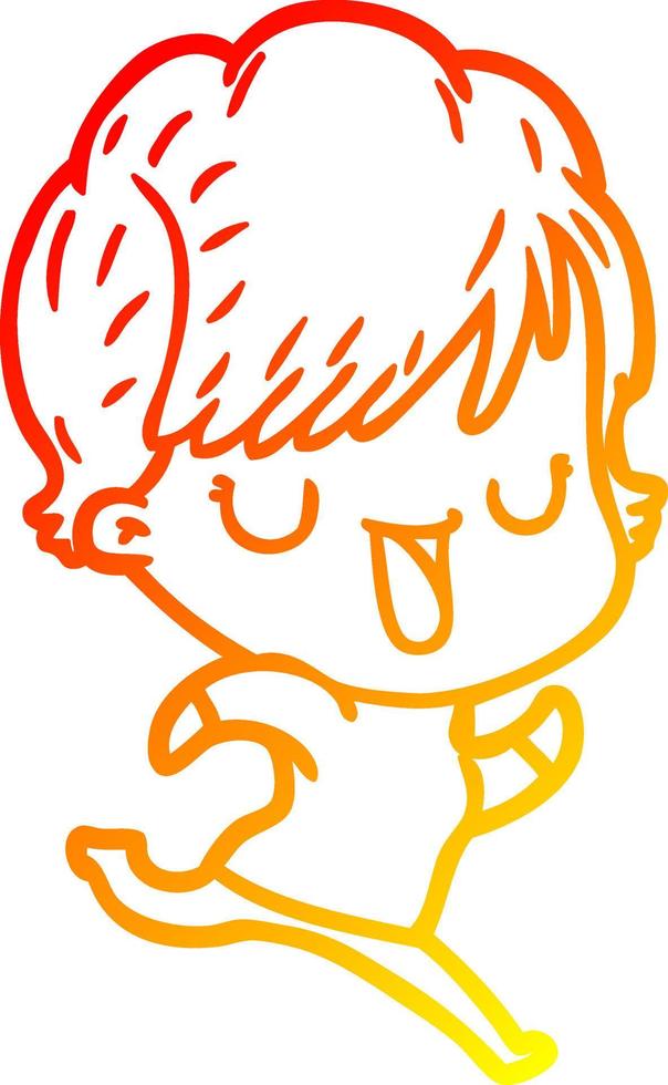 warm gradient line drawing cartoon woman talking vector