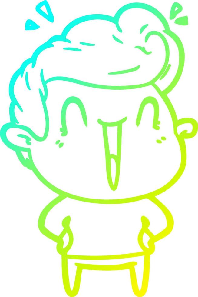 cold gradient line drawing cartoon excited man vector