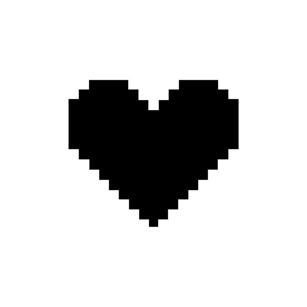 Heart-Shaped. Love Icon Symbol for Pictogram, App, Website, Logo or Graphic Design Element. Pixel Art Style Illustration. Vector Illustration