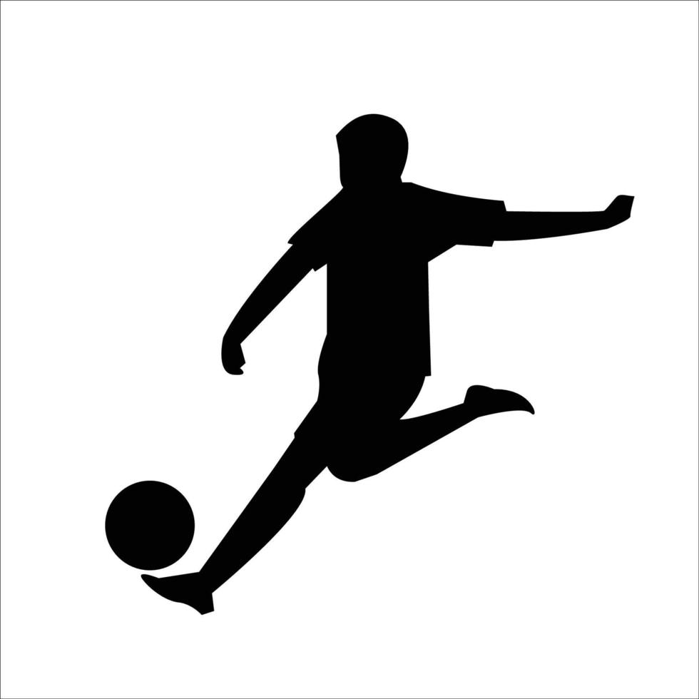Boy plays football silhouette vector illustration