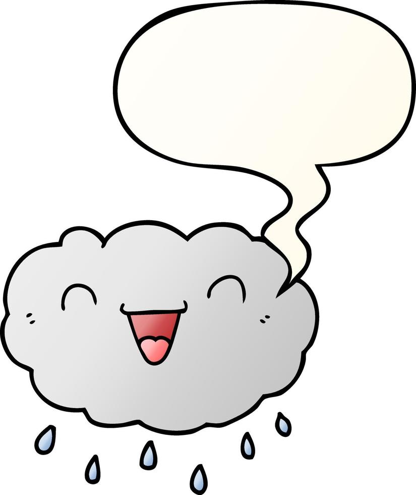 happy cartoon cloud and speech bubble in smooth gradient style vector