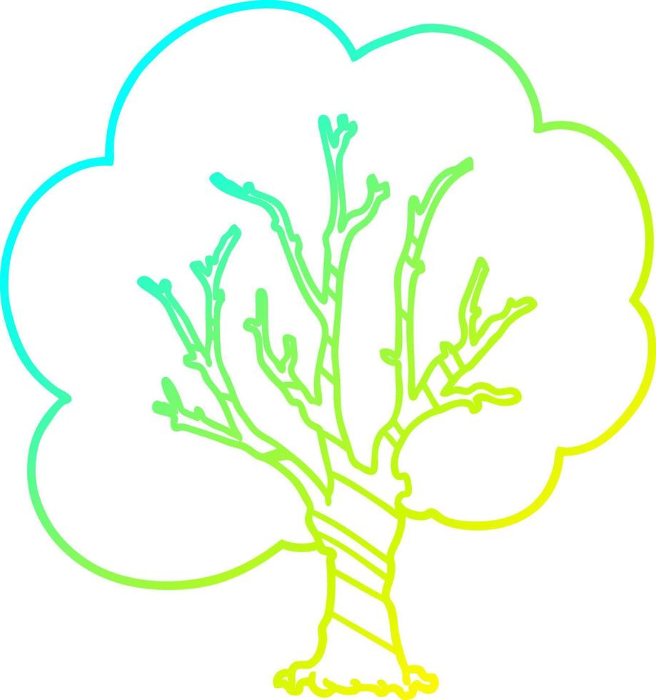 cold gradient line drawing cartoon tree vector