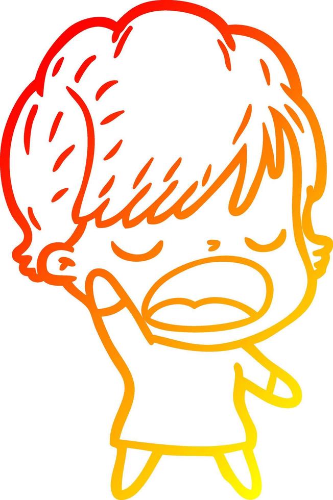 warm gradient line drawing cartoon woman talking vector