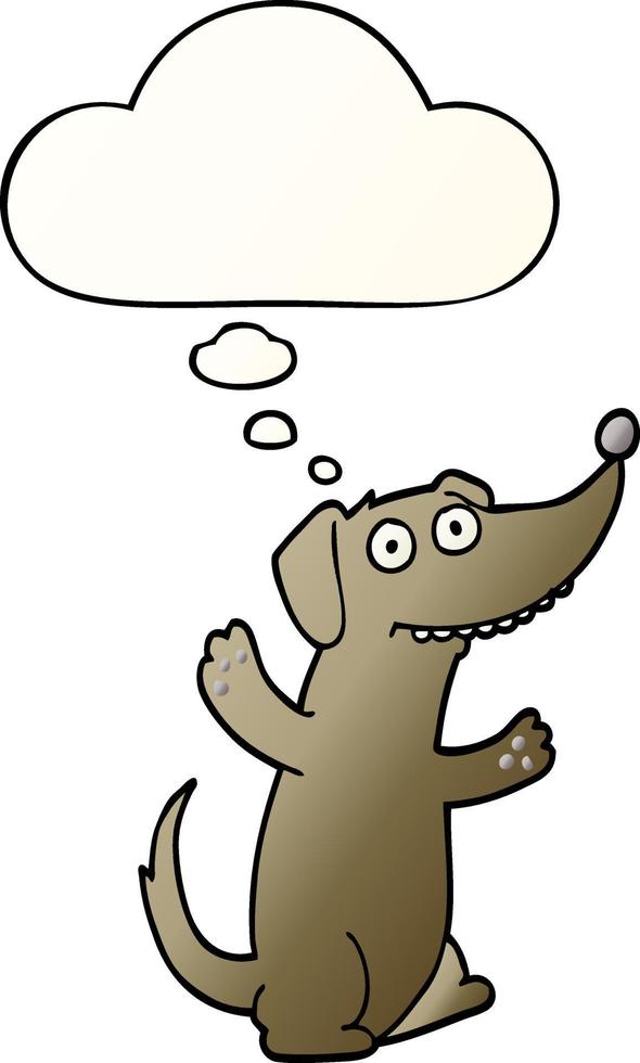 cartoon dog and thought bubble in smooth gradient style vector