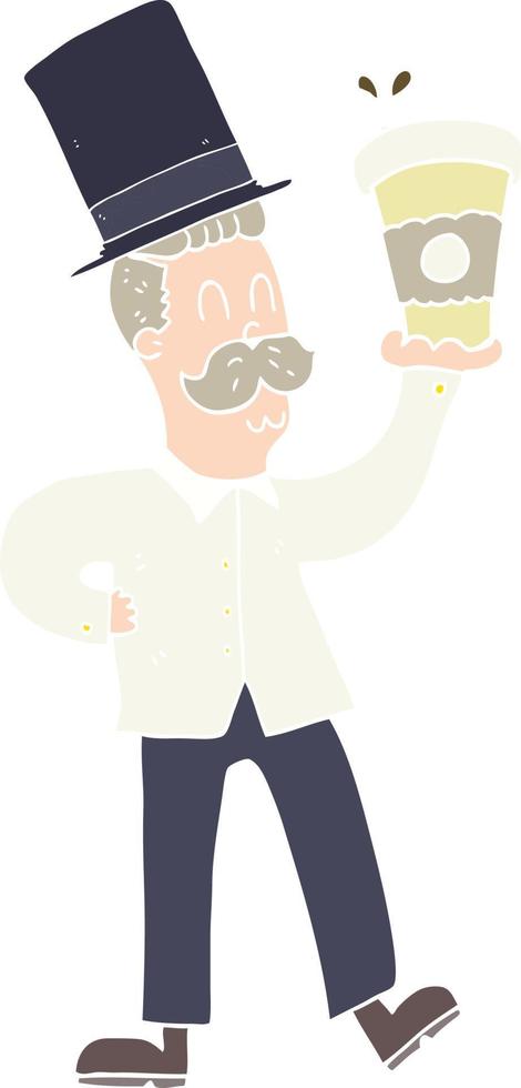 flat color illustration of man with coffee cup vector