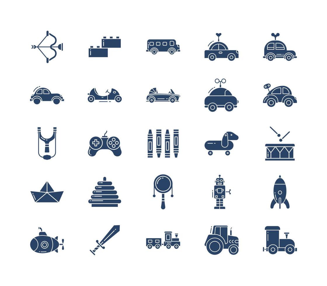 Kids toys collection icon set vector