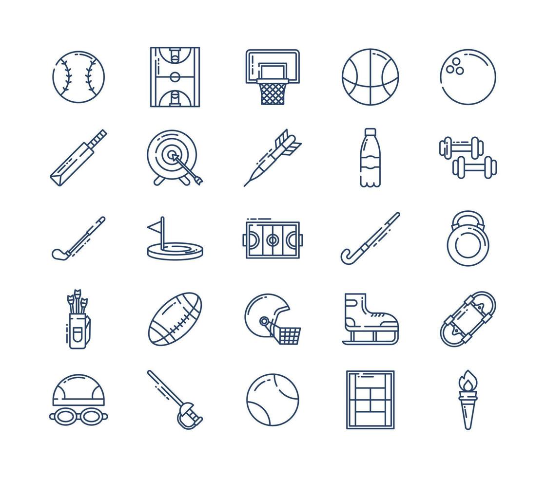 conjunto de iconos de deportes y juegos vector