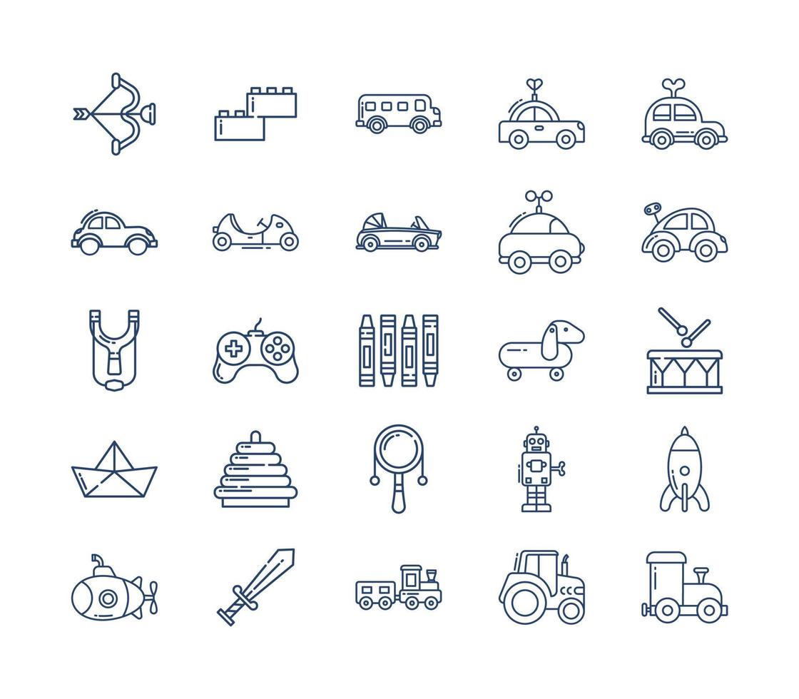 Kids toys collection icon set vector