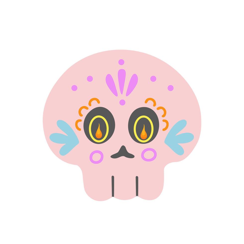 cráneo. el día de los Muertos. calavera de azúcar mexicana. ilustración para fondos, portadas y empaques. la imagen se puede utilizar para tarjetas de felicitación, carteles y pegatinas. aislado sobre fondo blanco. vector