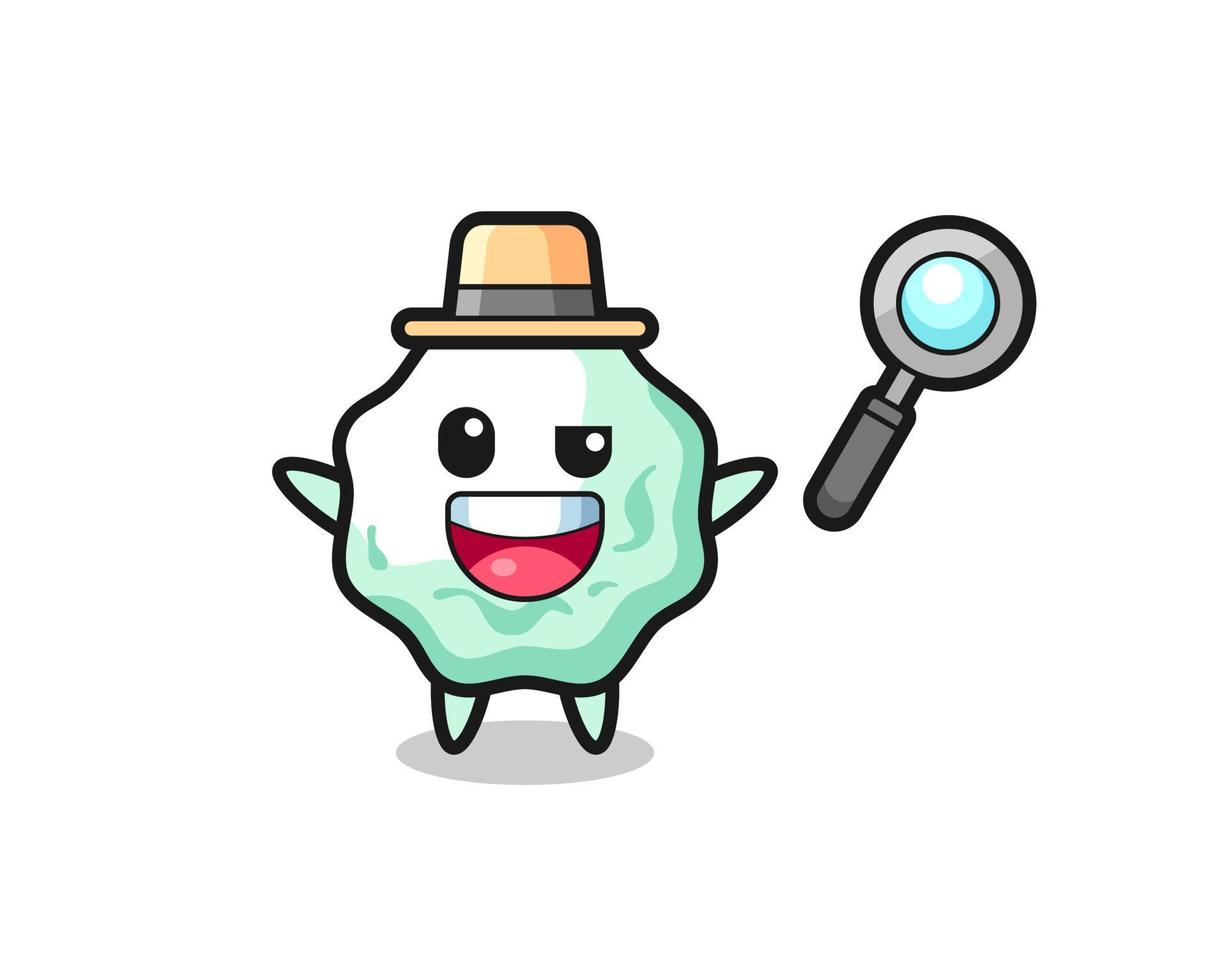 illustration of the chewing gum mascot as a detective who manages to solve a case vector