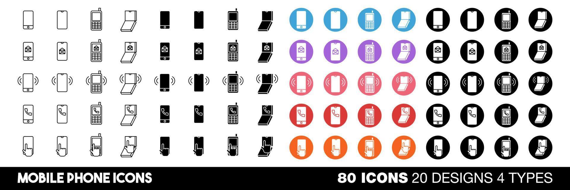 Mobile icons vector set collection graphic design