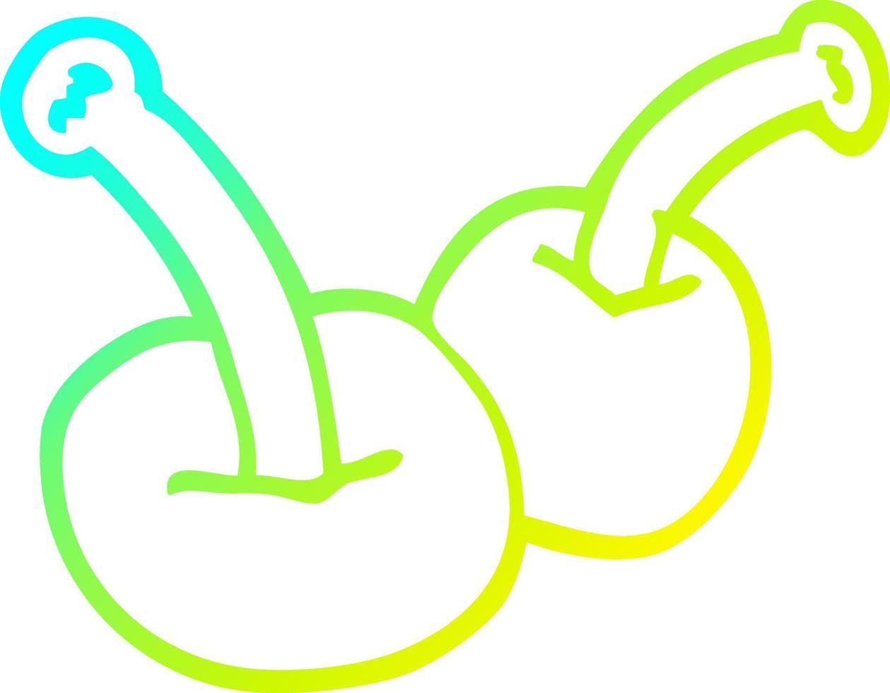 cold gradient line drawing cartoon cherry vector