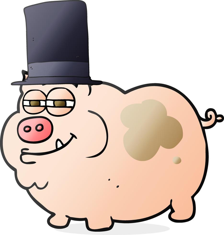 freehand drawn cartoon rich pig vector