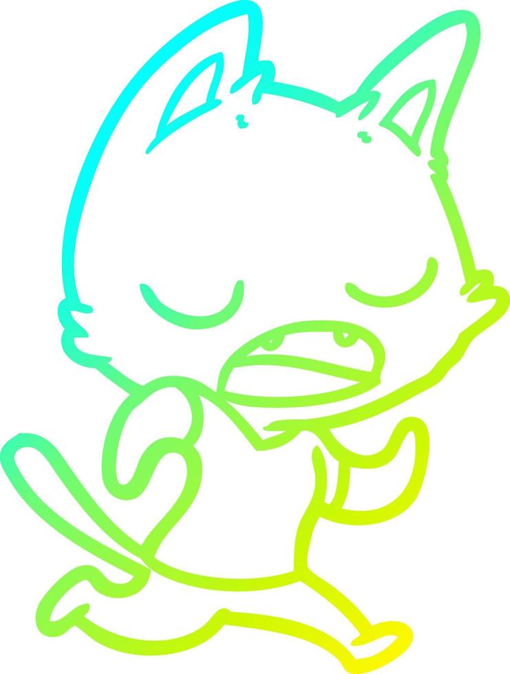 cold gradient line drawing talking cat cartoon vector