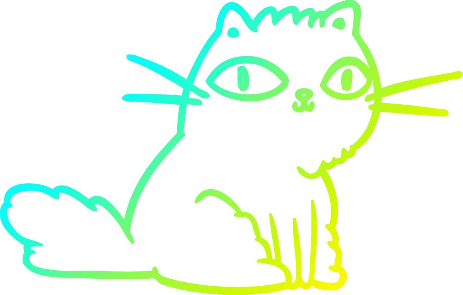 cold gradient line drawing cat looking right at you vector