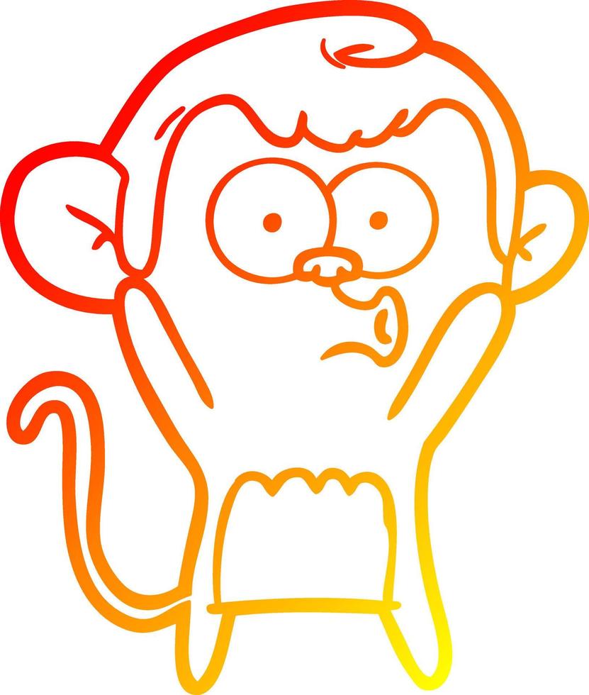 warm gradient line drawing cartoon surprised monkey vector