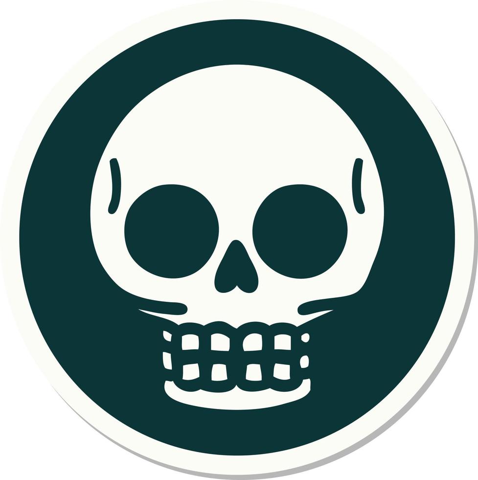 sticker of tattoo in traditional style of a skull vector