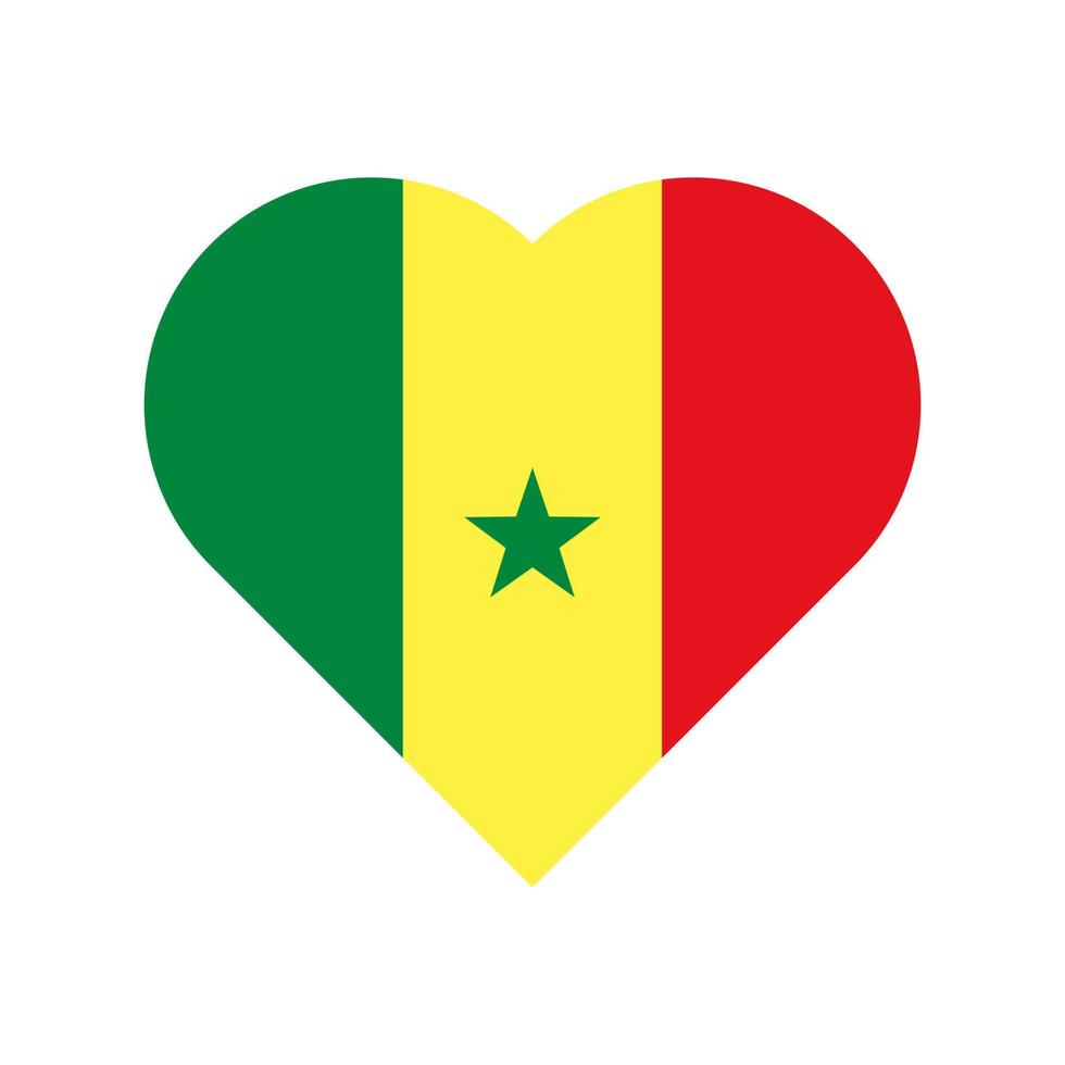 Senegal vector flag heart isolated on white background