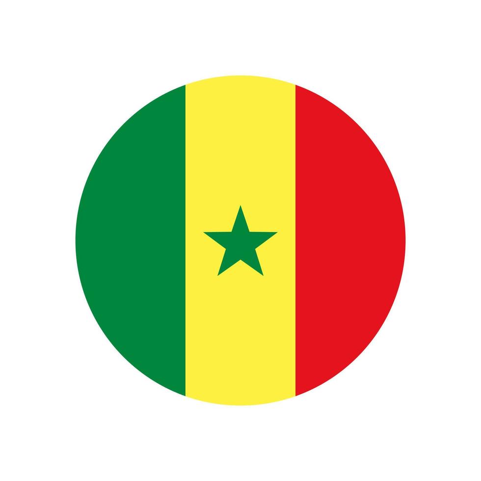 círculo de bandera de vector de senegal aislado sobre fondo blanco