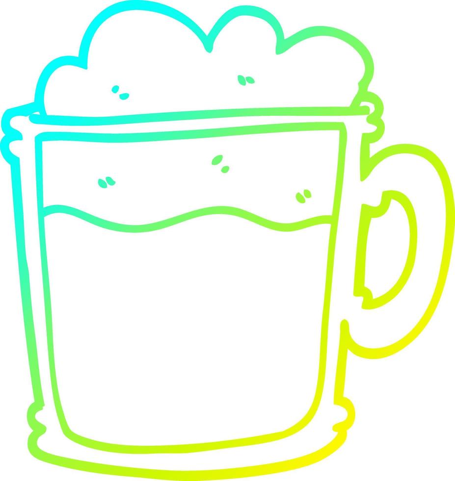 cold gradient line drawing cartoon foamy latte vector
