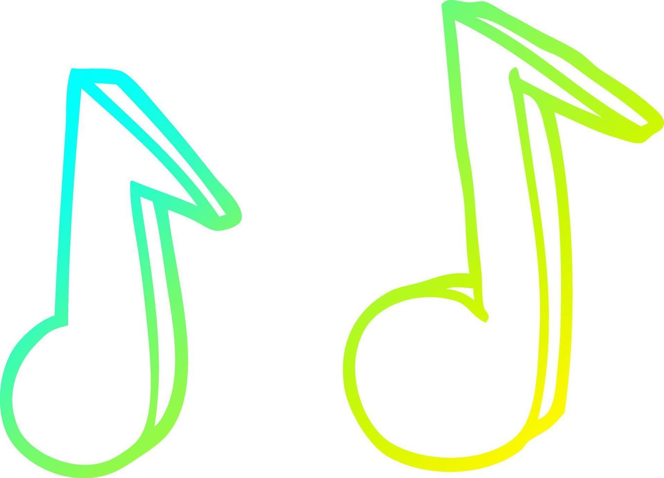 línea de gradiente frío dibujo notas musicales de dibujos animados vector
