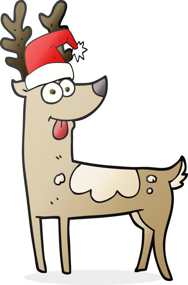 freehand drawn cartoon crazy reindeer vector