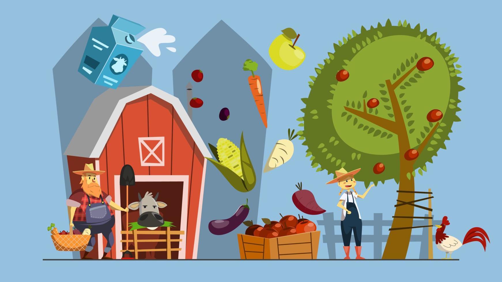 Organic Farming Vector Illustration Concept Showing farmers activity