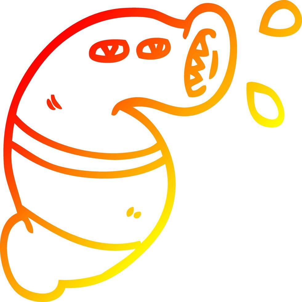 warm gradient line drawing cartoon monster leech vector