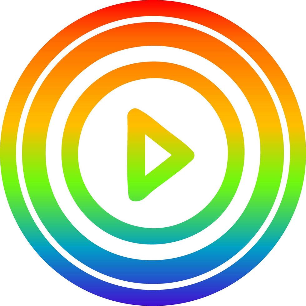 play button circular in rainbow spectrum vector