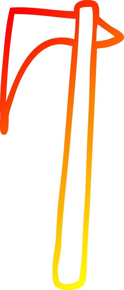 warm gradient line drawing cartoon viking axe vector