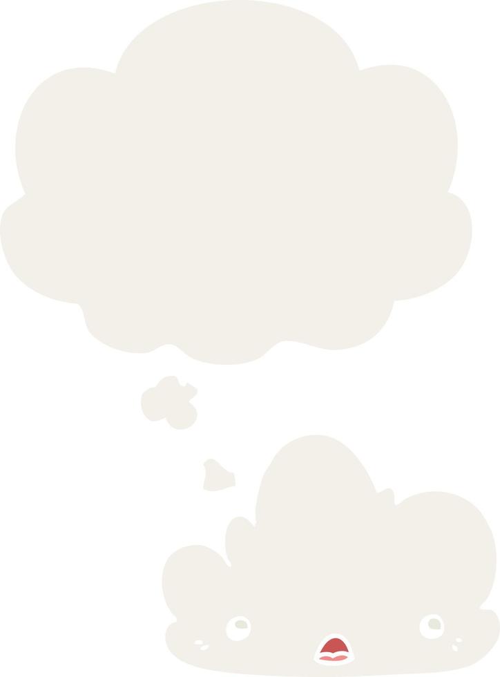 cute cartoon cloud and thought bubble in retro style vector